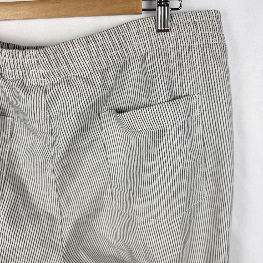Uniqlo Men's Striped Drawstring Seersucker Wide Leg Relaxed Pants Ankle Trousers